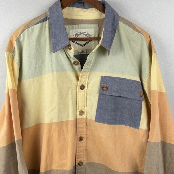 Decibel Men's Long Sleeve Button Up Flannel Shirt Color Block Size 2XL Pocket - Picture 3 of 12